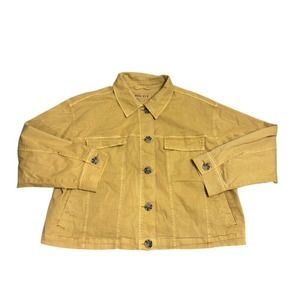 AVA & VIV Plus Size 2X Denim Jacket Women's Tan Button Front Casual